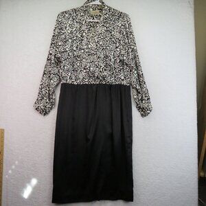 Liz Claiborne Dress Womens Size 10 Black White Long Sleeve Vintage Secretary